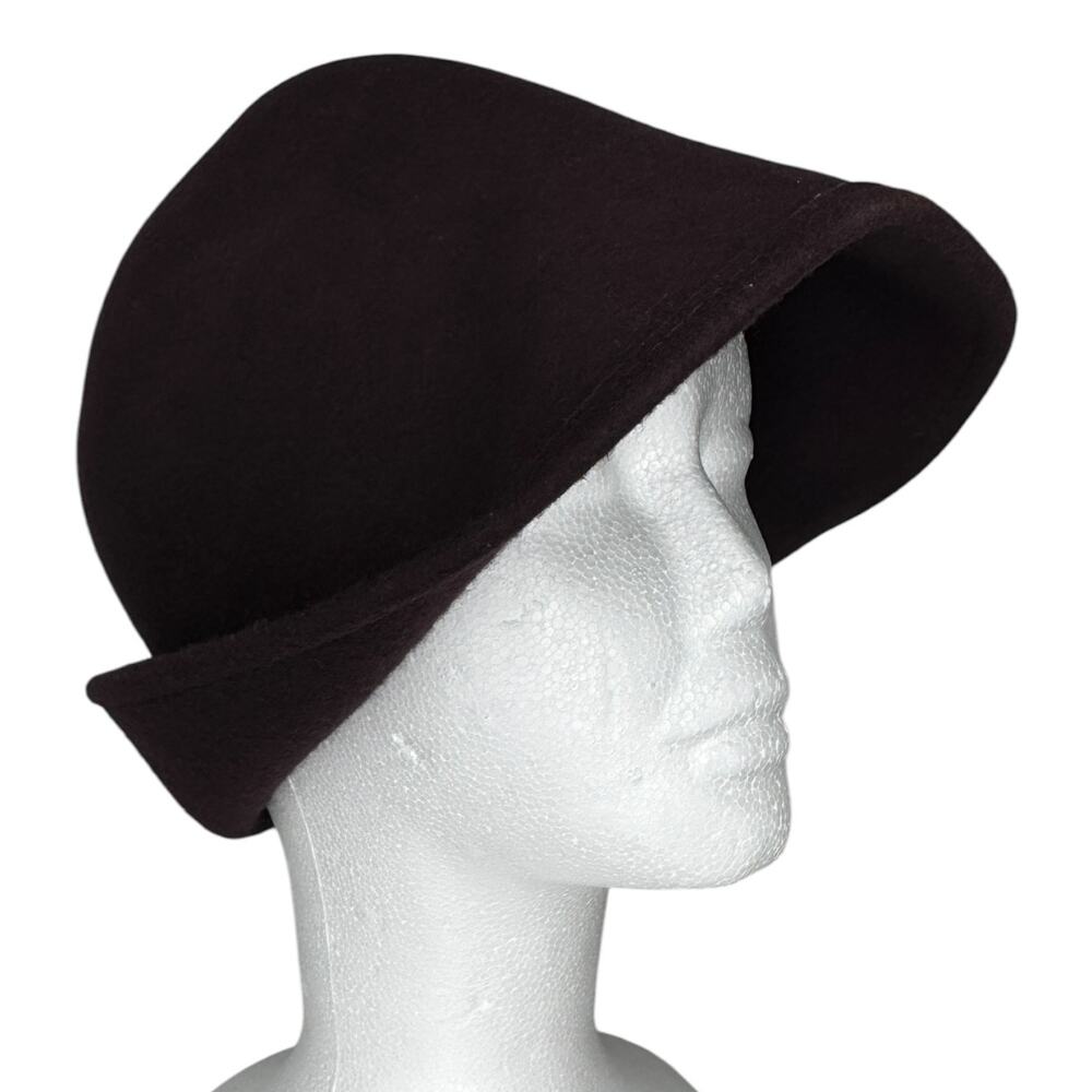 1970s–1980s New York Hat Co Brown Wool Felt Asymmetrical Cloche Hat